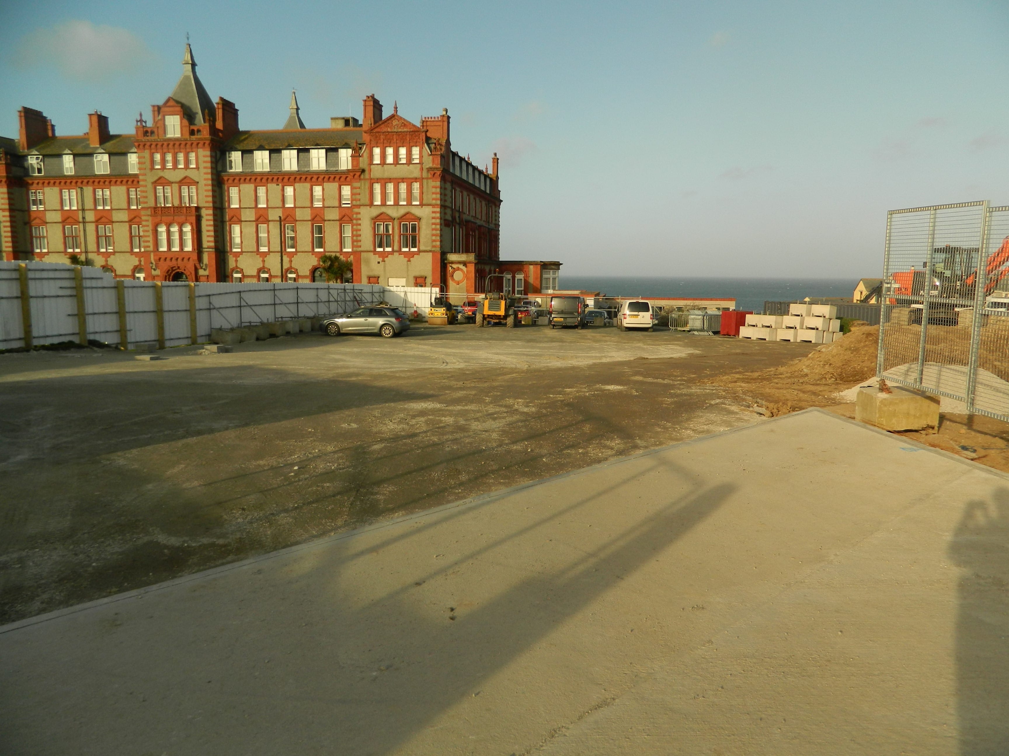 The Headland hotel with construction work in front