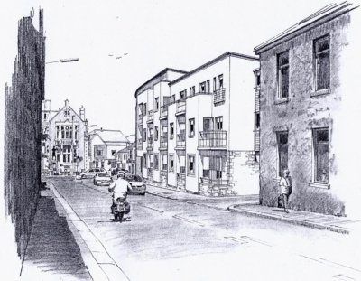 Mixed Use Development Camborne Rear Street View Sketch