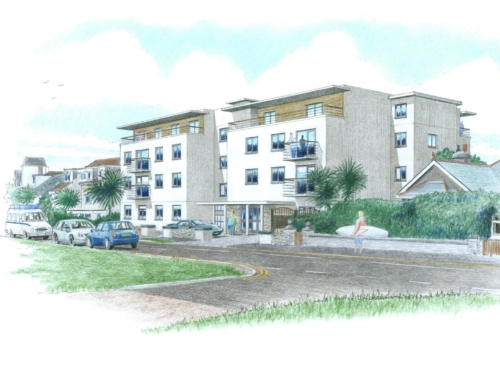 Modros Hotel Conversion, Newquay – Street View Sketch