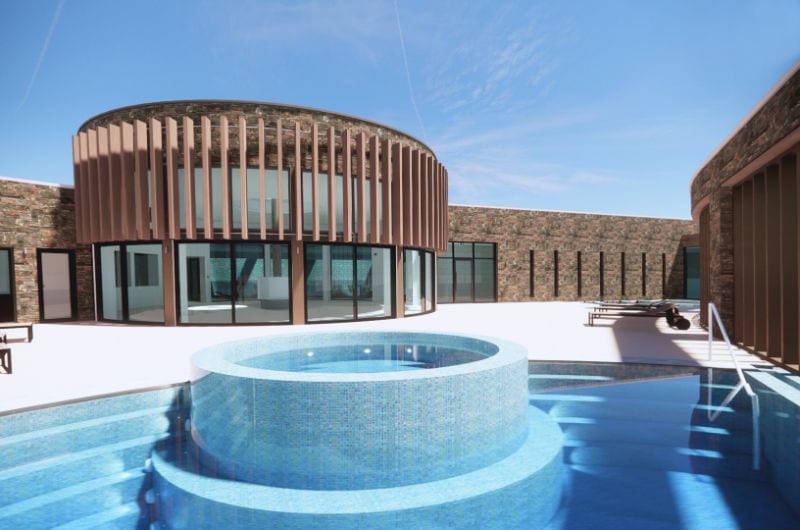 photo-realistic CGI visualisation of aqua club outdoor swimming pool
